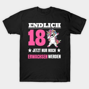 Endlich 18 Geburtstag Shirt Frauen Dabbing Einhorn T-Shirt